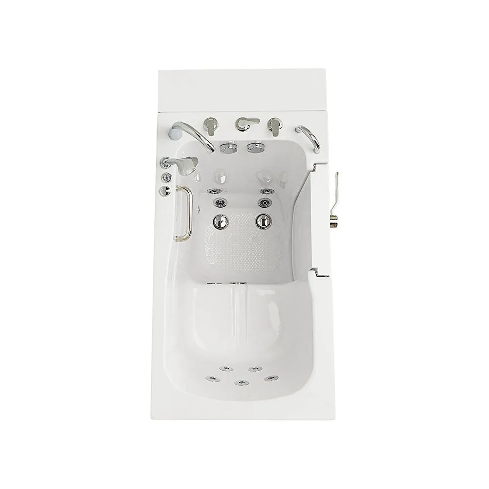 Ella Monaco 32"x52" Acrylic Hydro Massage Walk-In Bathtub with Right Outward Swing Door, 5 Piece Fast Fill Faucet, 2" Dual Drain