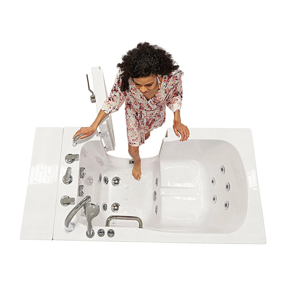 Ella Monaco 32"x52" Acrylic Hydro Massage Walk-In Bathtub with Right Outward Swing Door, 5 Piece Fast Fill Faucet, 2" Dual Drain