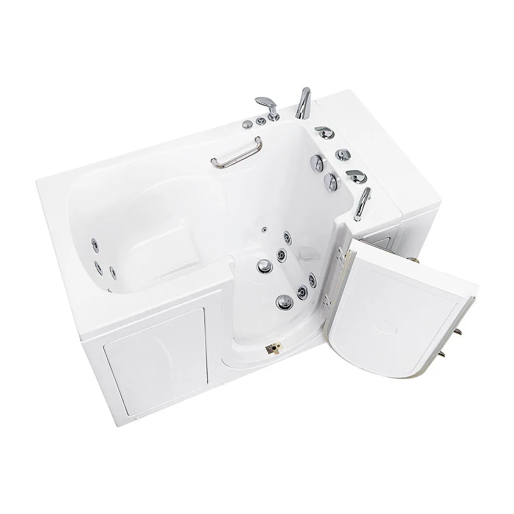 Ella Monaco 32"x52" Acrylic Hydro Massage Walk-In Bathtub with Right Outward Swing Door, 5 Piece Fast Fill Faucet, 2" Dual Drain