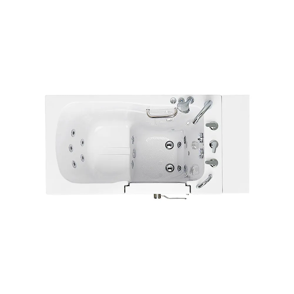 Ella Monaco 32"x52" Acrylic Hydro Massage Walk-In Bathtub with Right Outward Swing Door, 5 Piece Fast Fill Faucet, 2" Dual Drain