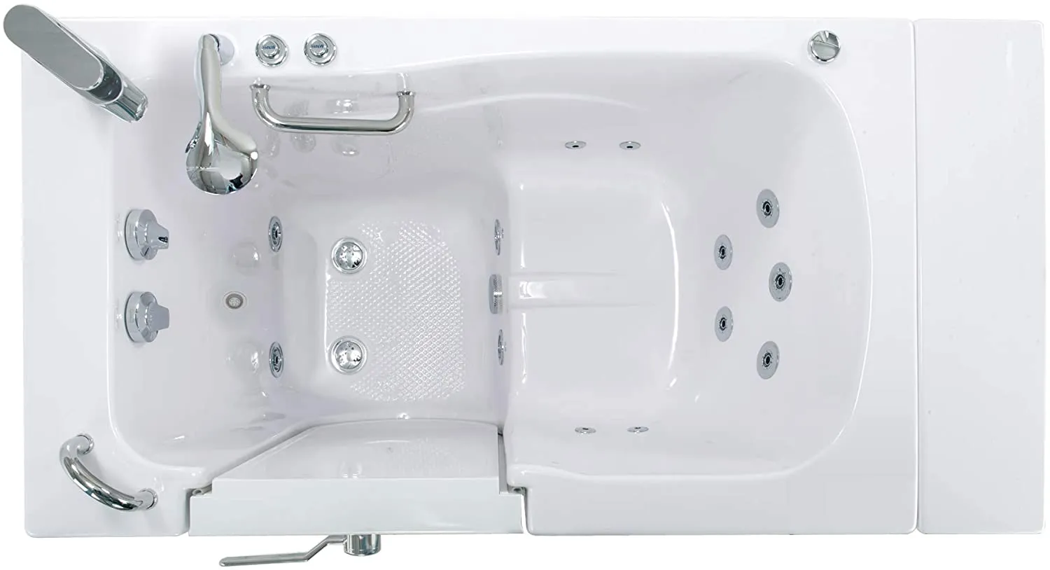 Ellas Bubbles Capri 30"x52" Acrylic Hydro Massage Walk-In Bathtub with Left Outward Swing Door, 2 Piece Fast Fill Faucet, 2" Dual Drain, White
