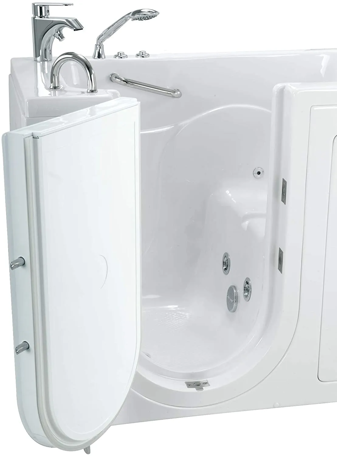 Ellas Bubbles Capri 30"x52" Acrylic Hydro Massage Walk-In Bathtub with Left Outward Swing Door, 2 Piece Fast Fill Faucet, 2" Dual Drain, White