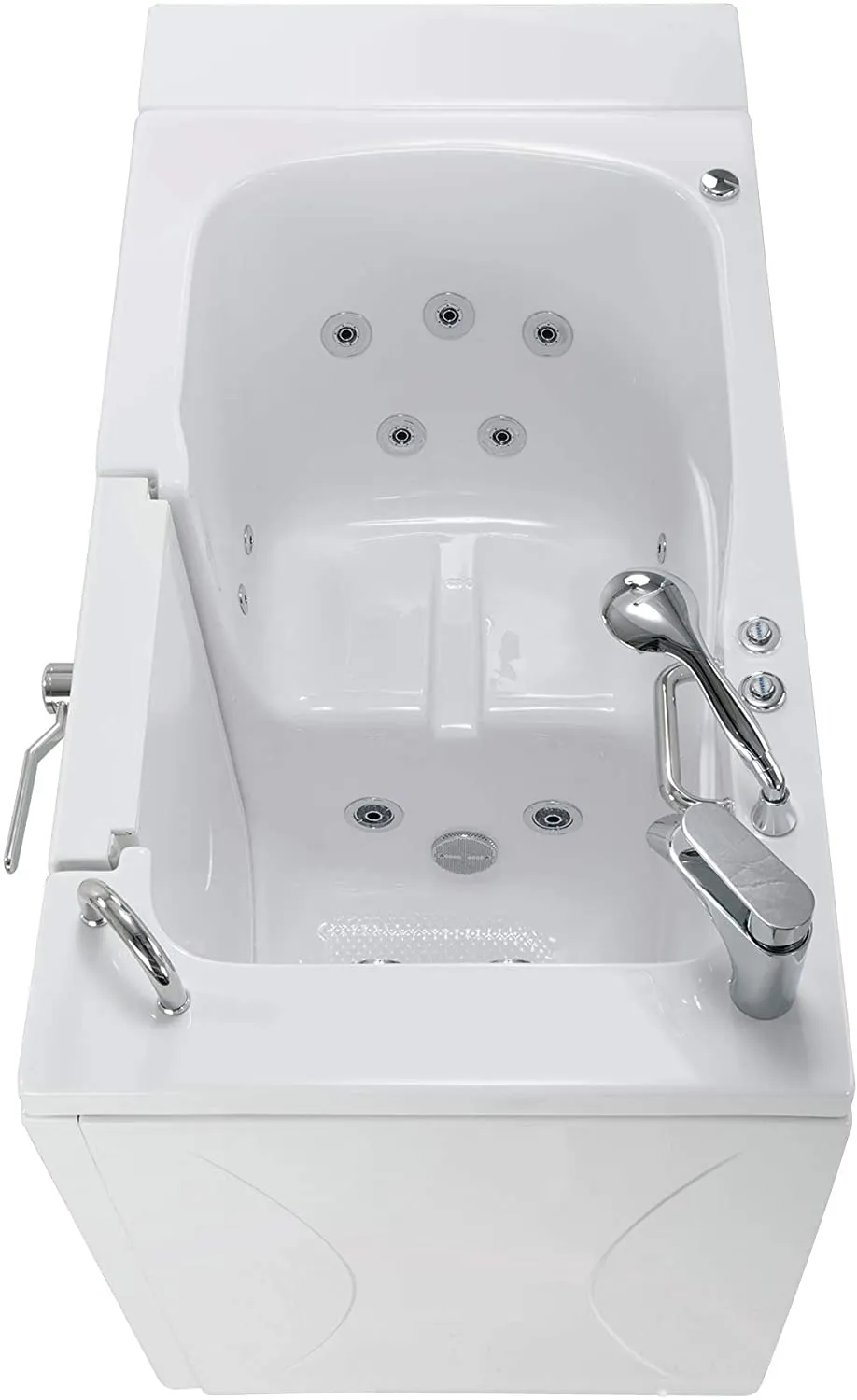 Ellas Bubbles Capri 30"x52" Acrylic Hydro Massage Walk-In Tub, Outward Swing Door, 2 Piece Fast Fill Faucet, Right 2" Dual Drains, White, OA3052H2PR
