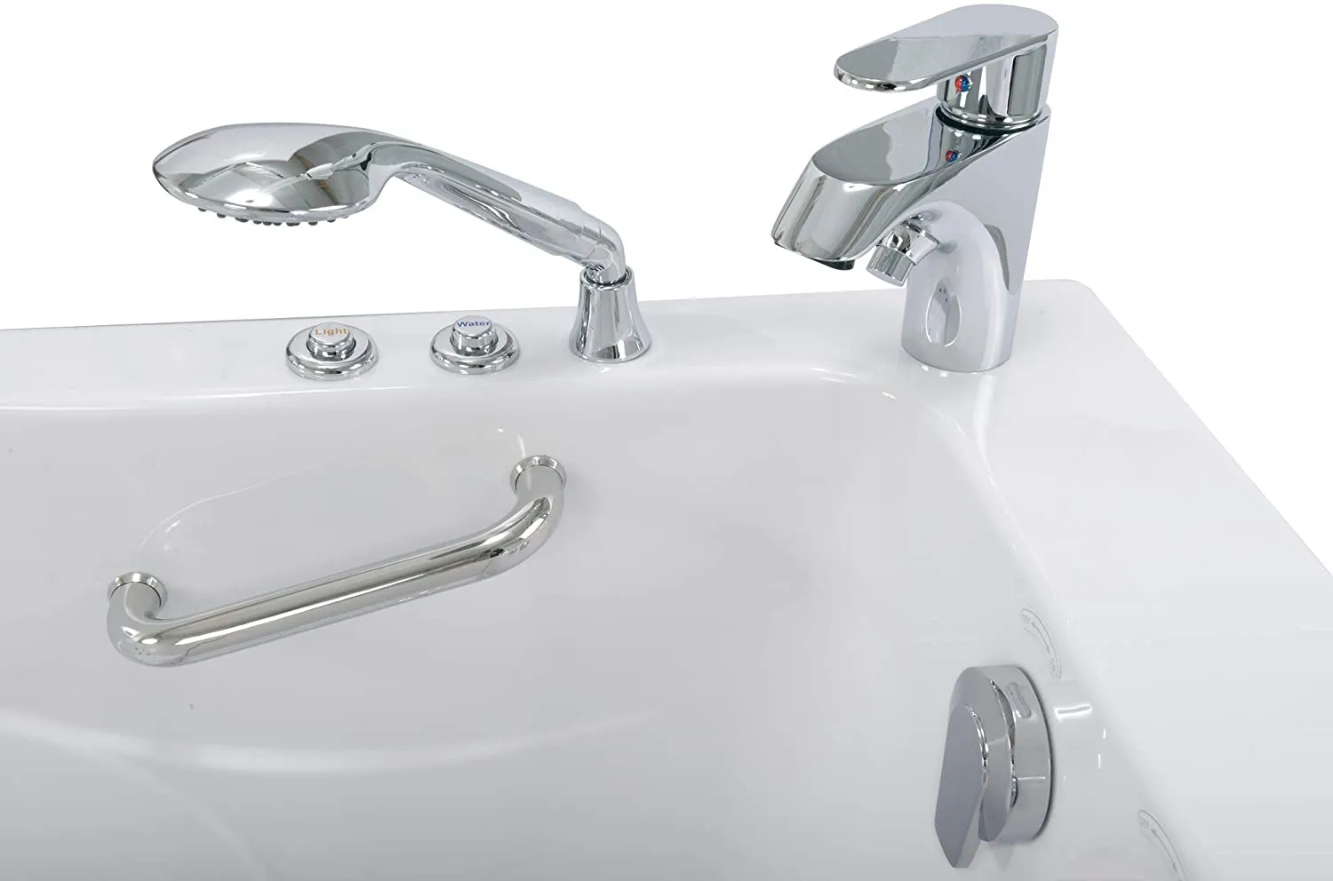 Ellas Bubbles Capri 30"x52" Acrylic Hydro Massage Walk-In Tub, Outward Swing Door, 2 Piece Fast Fill Faucet, Right 2" Dual Drains, White, OA3052H2PR