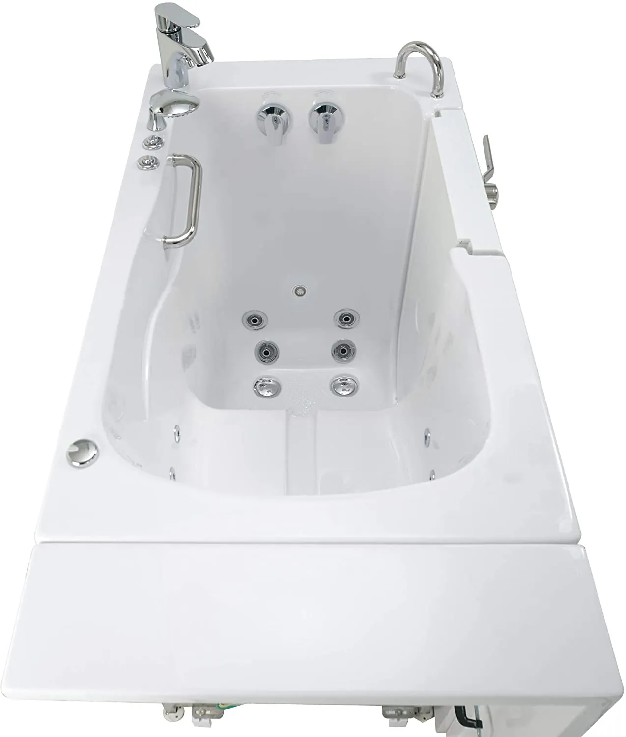 Ellas Bubbles Capri 30"x52" Acrylic Hydro Massage Walk-In Tub, Outward Swing Door, 2 Piece Fast Fill Faucet, Right 2" Dual Drains, White, OA3052H2PR