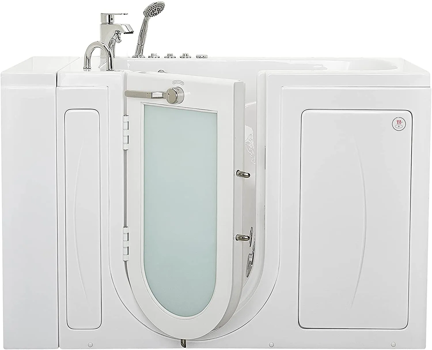 Ellas Bubbles Ella Capri 30"x52" Acrylic Air and Hydro Massage and Heated Seat Walk-In Bathtub with Left Outward Swing Door, 2 Piece Fast Fill Faucet, 2" Dual Drain,White,OA3052DH2P-L