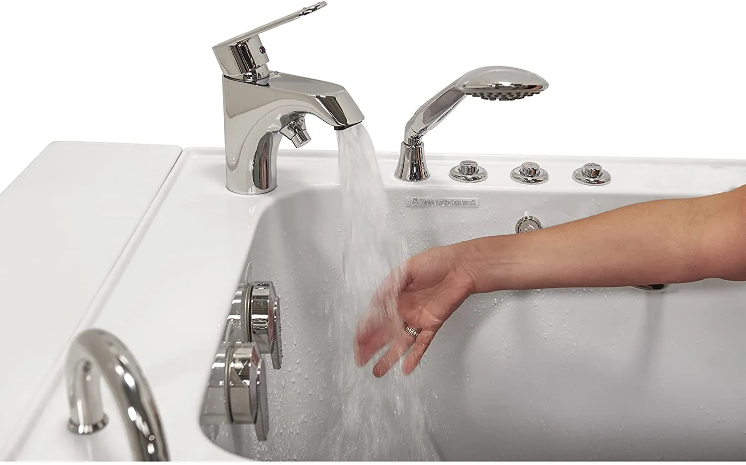 Ellas Bubbles Ella Capri 30"x52" Acrylic Air and Hydro Massage and Heated Seat Walk-In Bathtub with Left Outward Swing Door, 2 Piece Fast Fill Faucet, 2" Dual Drain,White,OA3052DH2P-L
