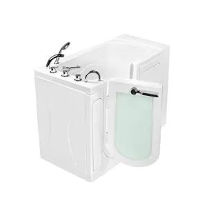 Ella's Bubbles OA3052-L Capri Soaking Acrylic Walk-In Bathtub, Left Outward Swing Door, Thermostatic Faucet, Dual 2" Drains, 30"x 52", White