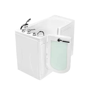 Ella's Bubbles OA3052M-L Capri Microbubble Therapy Acrylic Walk-in Bathtub, Left Outward Swing Door, Thermostatic Faucet, Dual 2" Drains, 30"x52", White