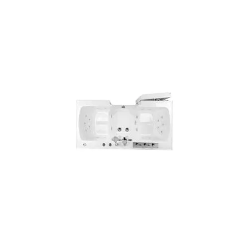 Ella's O2SA3260DM-L-D Tub4Two Acrylic Dual Massage and Microbubble, Digital Control Walk-In Bathtub with Left Outward Swing Door, Thermostatic Faucet, 2" Dual Drain