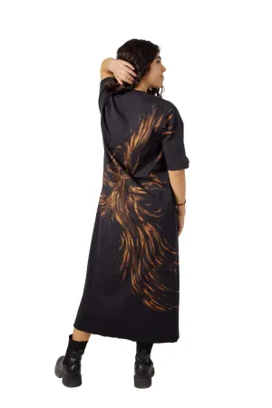 Ember Glow Hand-Painted Maxi Dress