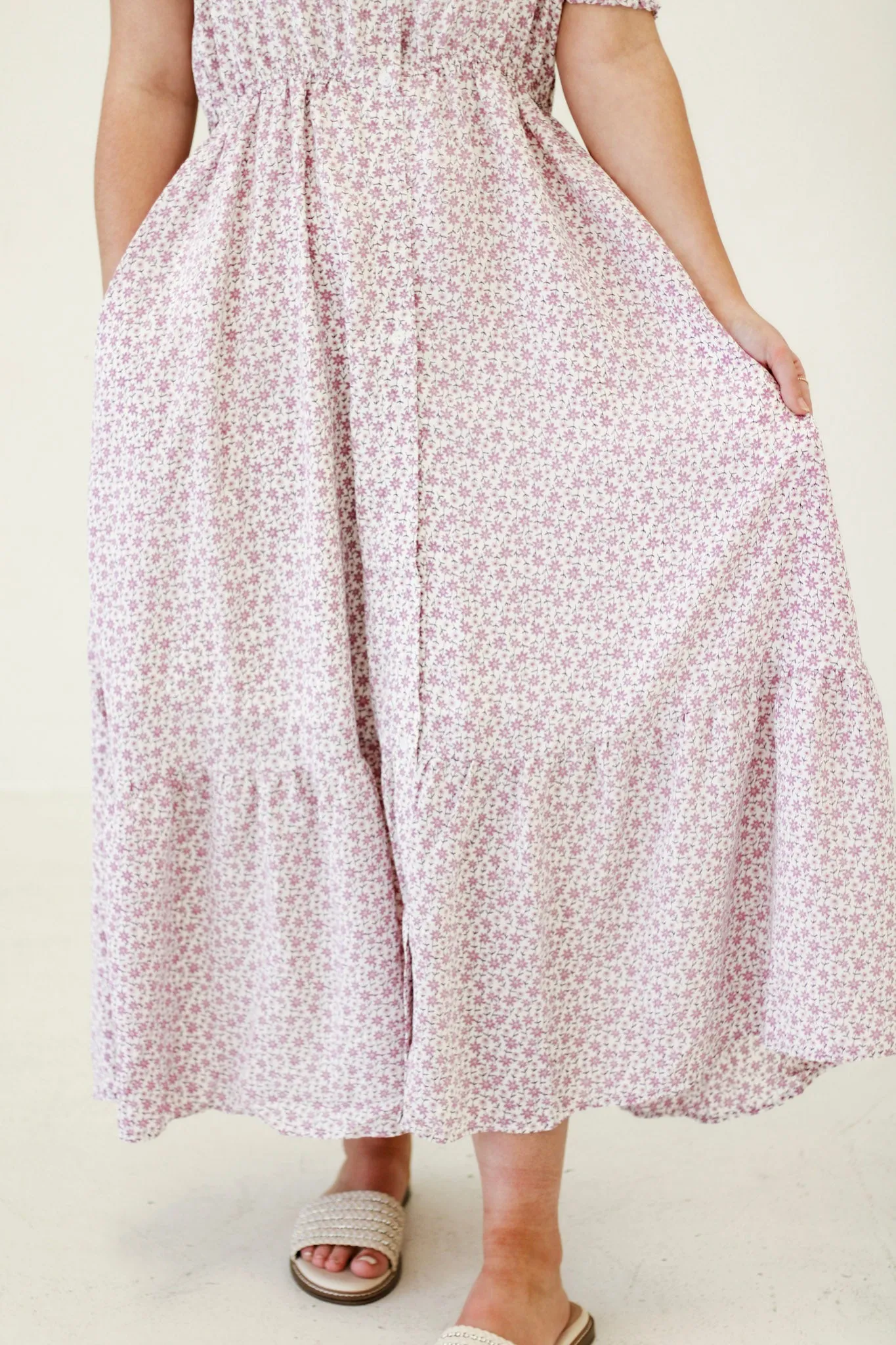 Embrace the Season Ditsy Floral Sweetheart Dress in Lavender