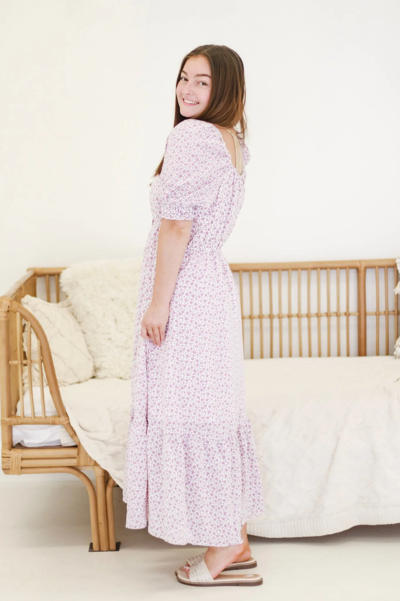 Embrace the Season Ditsy Floral Sweetheart Dress in Lavender