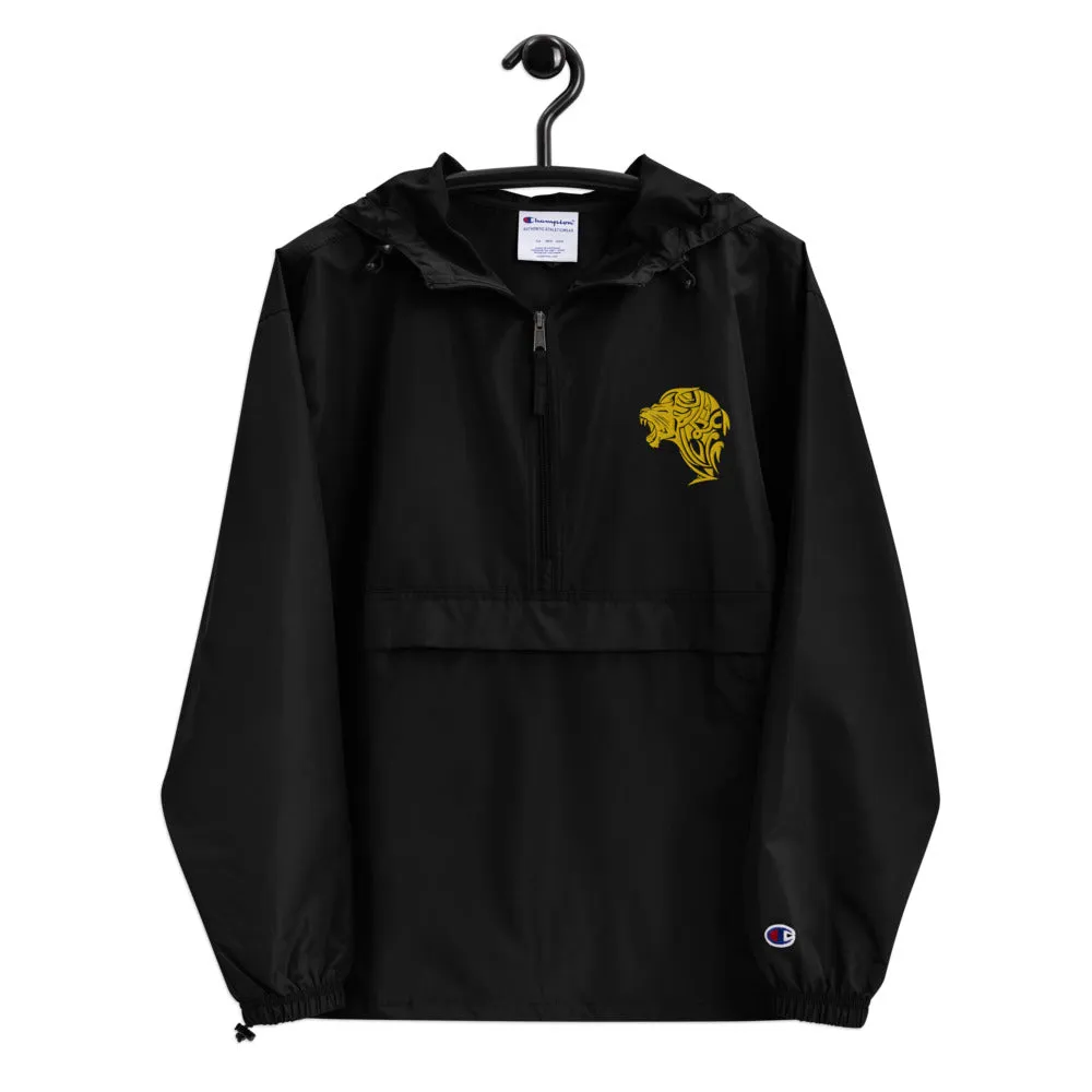 Embroidered Champion Packable Jacket - Black