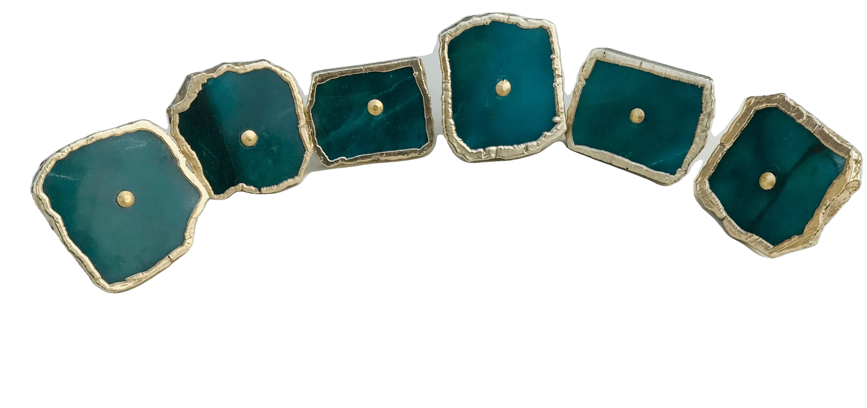 Emerald Green Agate Cabinet Door Pull Handle - Set of 6