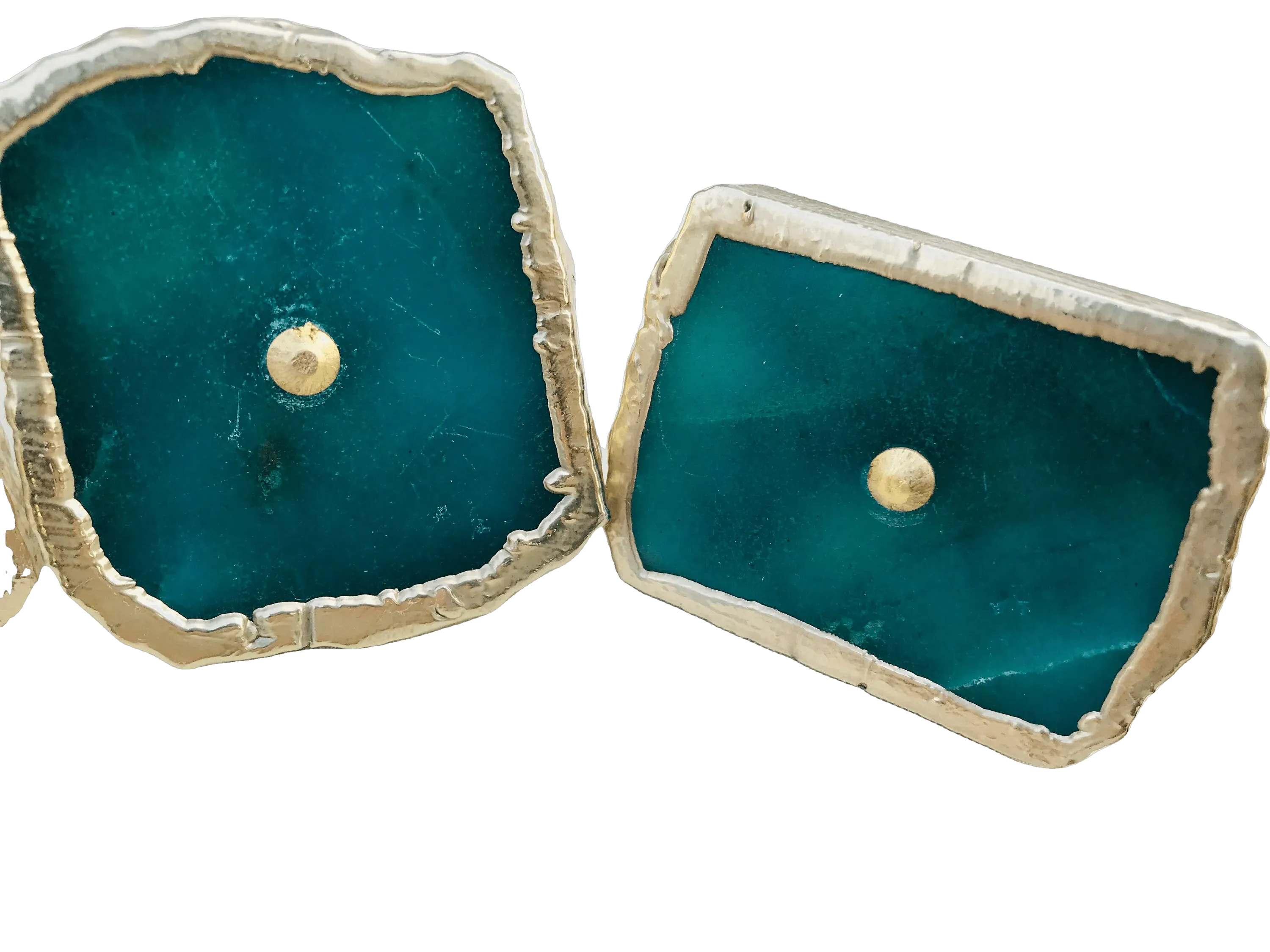 Emerald Green Agate Cabinet Door Pull Handle - Set of 6