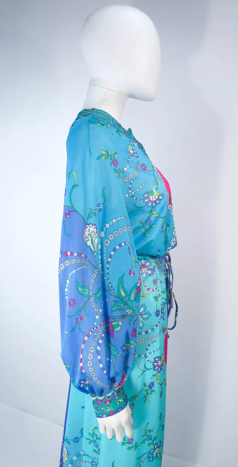 EMILIO PUCCI Blue, Purple Abstract Print Long Sleeve Dress Size M