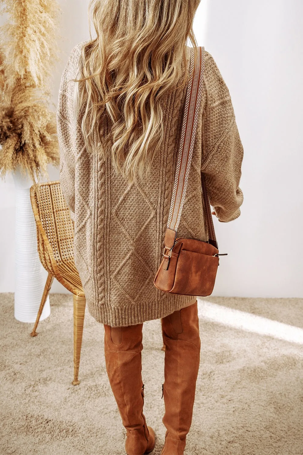 Emmy Cable-Knit Round Neck Sweater Dress