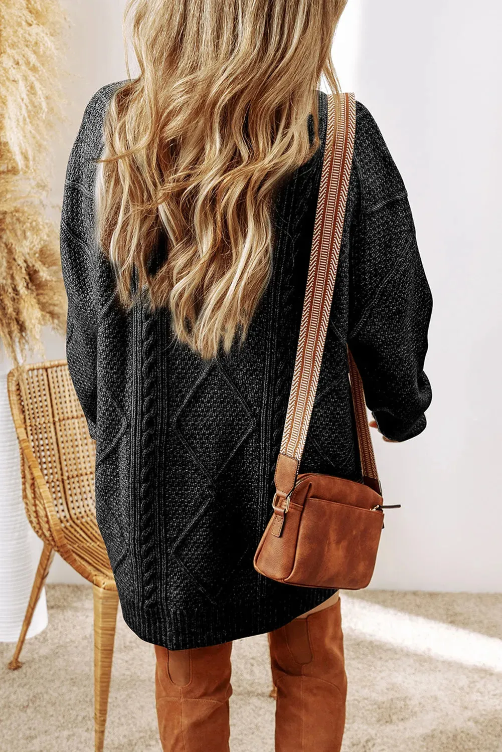 Emmy Cable-Knit Round Neck Sweater Dress