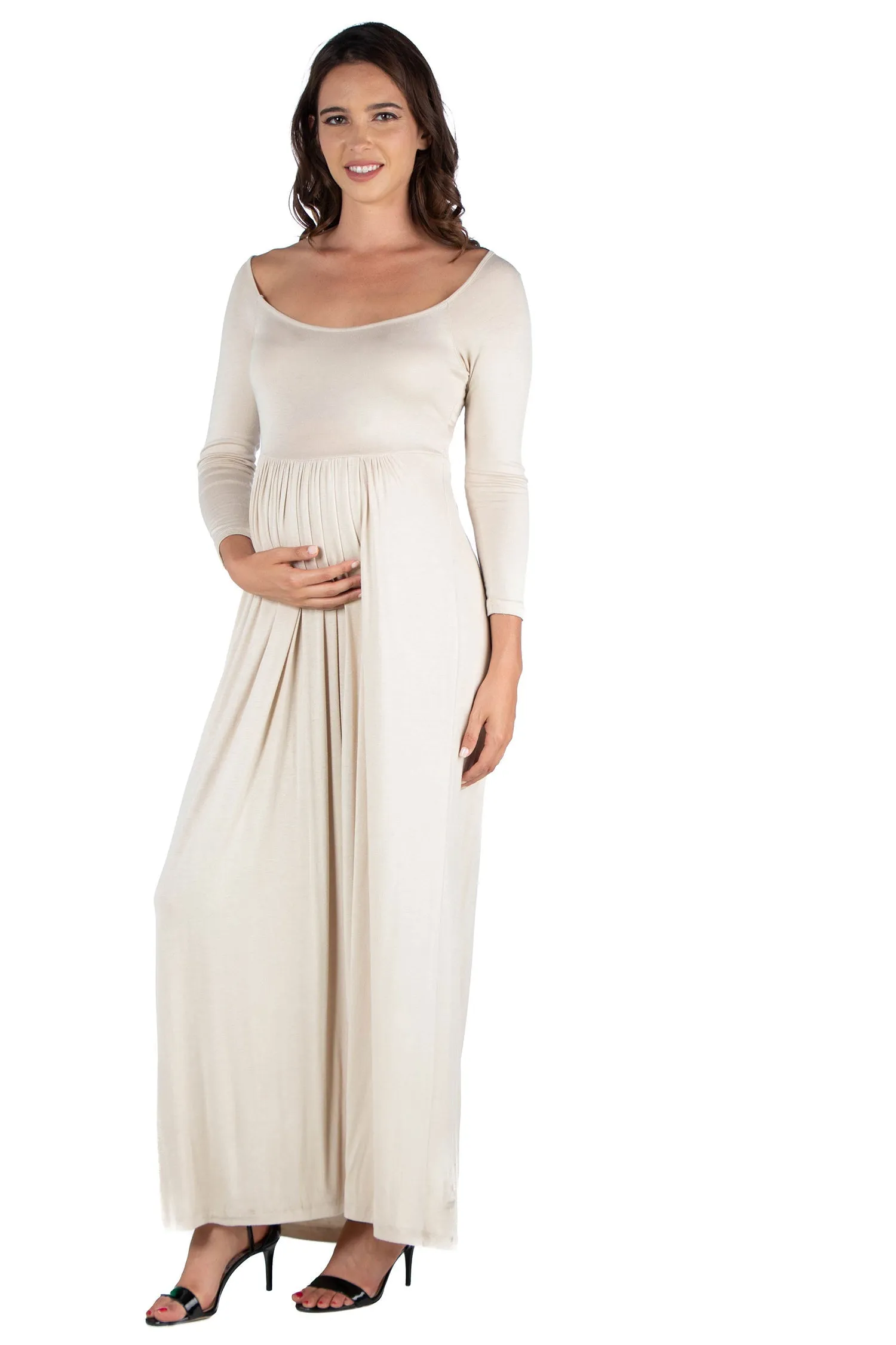 Empire Waist Long Sleeve Maternity Maxi Dress