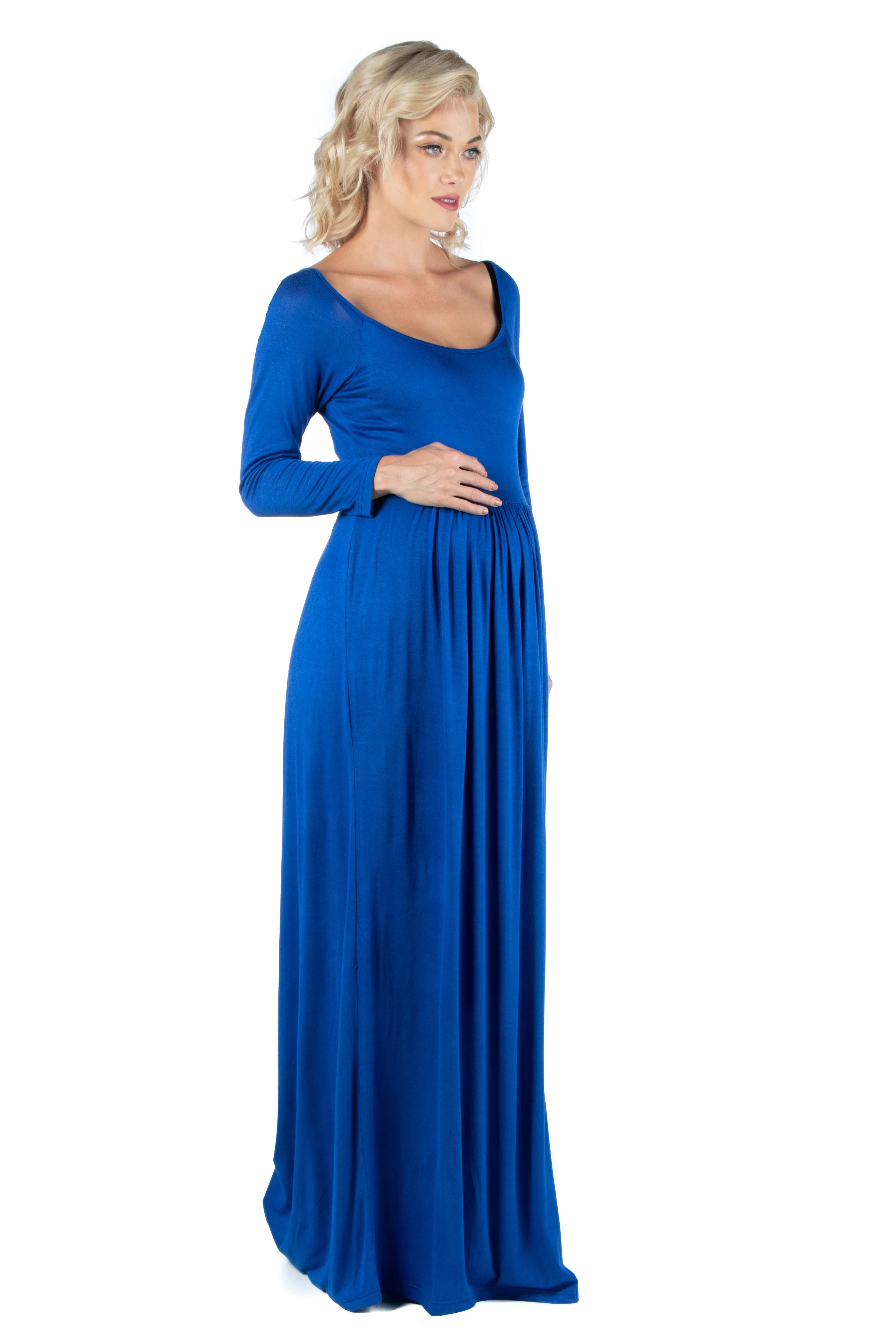 Empire Waist Long Sleeve Maternity Maxi Dress