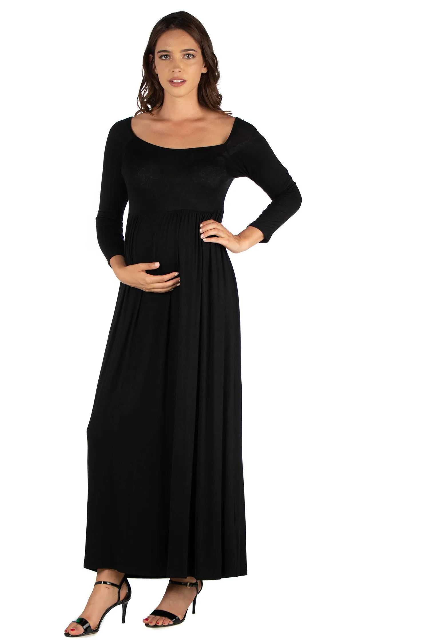 Empire Waist Long Sleeve Maternity Maxi Dress