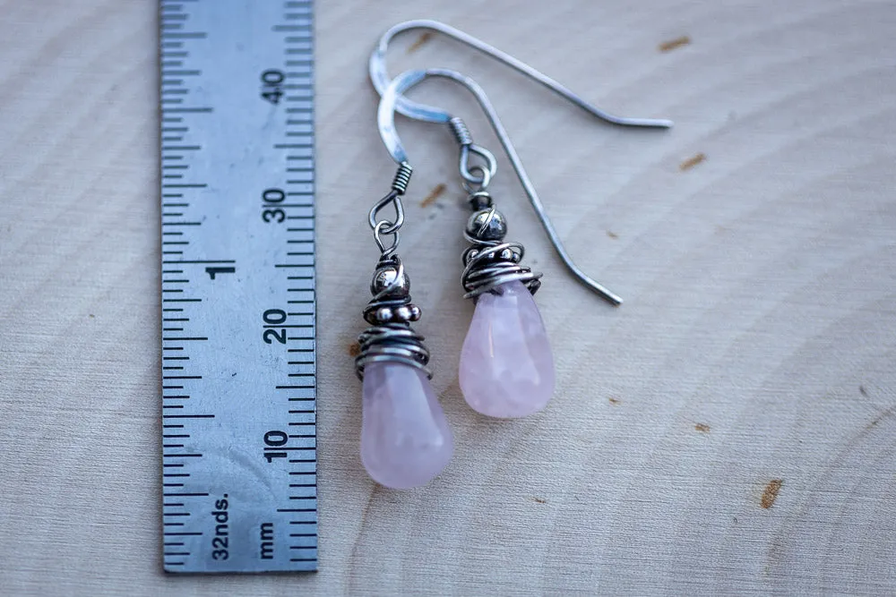 Em'z Blendz Rose Quartz & Sterling Silver Earrings | Handcrafted Jewelry