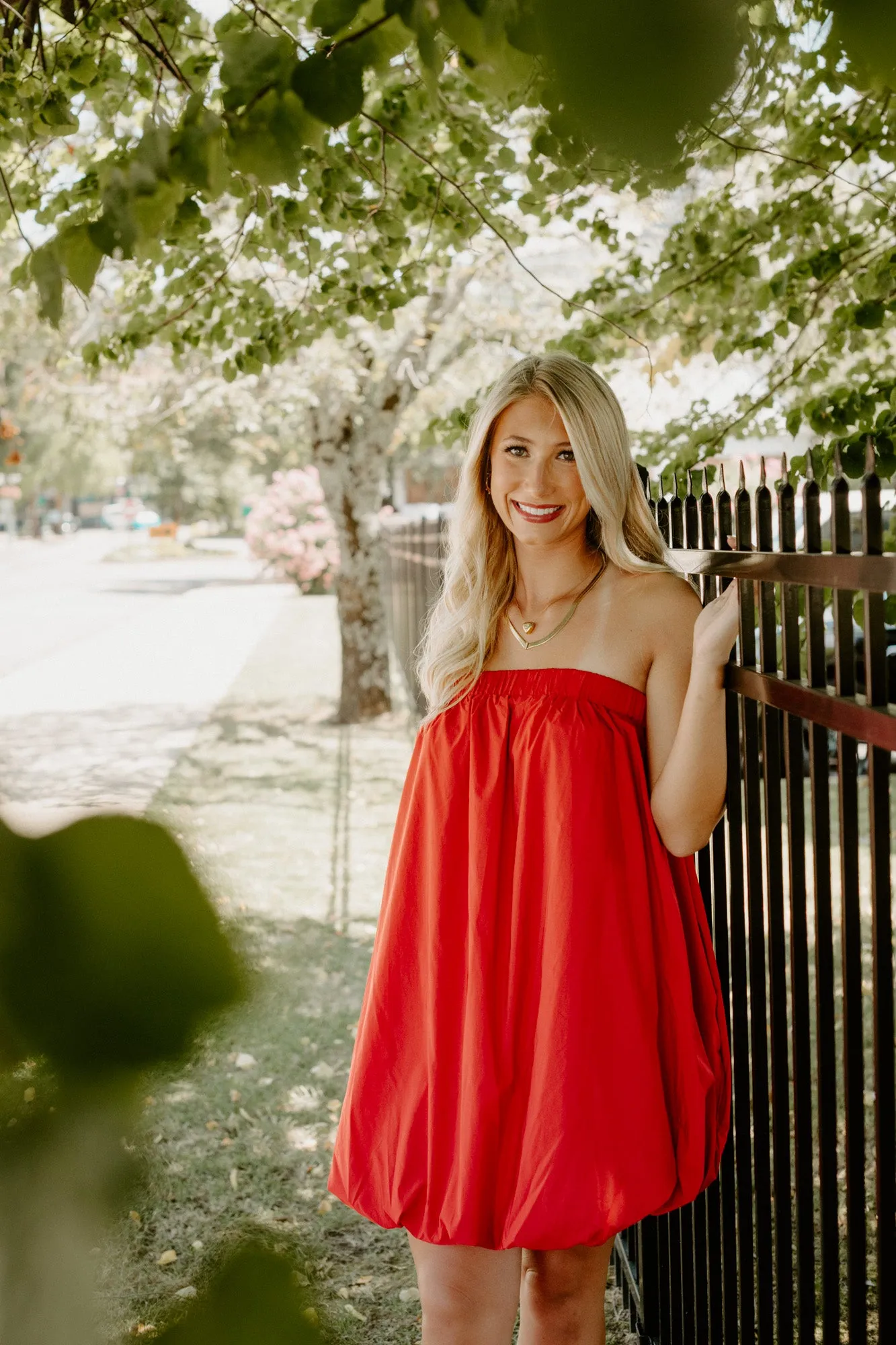endless rose: bubble mini dress-red