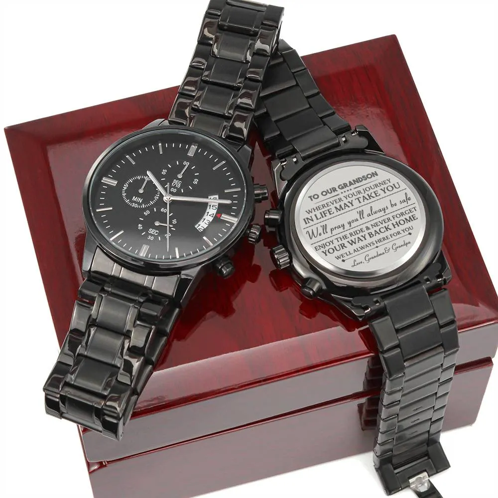 Engraved Watch For Grandson From Grandparents - We'll Always Be Here For You