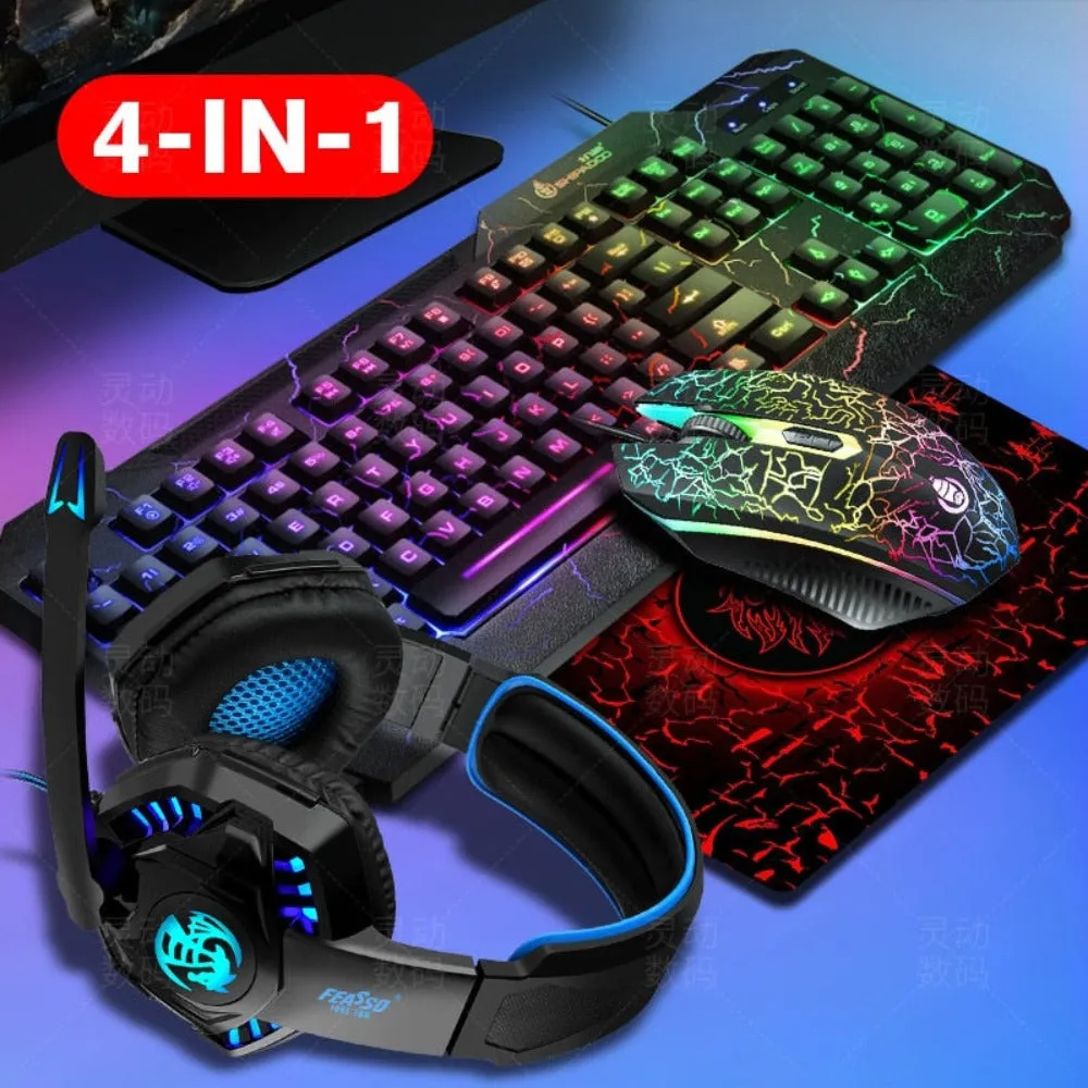 Ergonomic Wired Full Key Professional Mechanical Gaming Set
