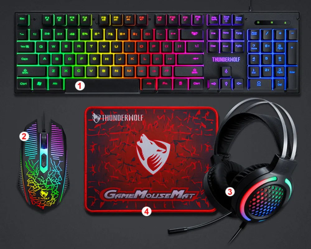 Ergonomic Wired Full Key Professional Mechanical Gaming Set