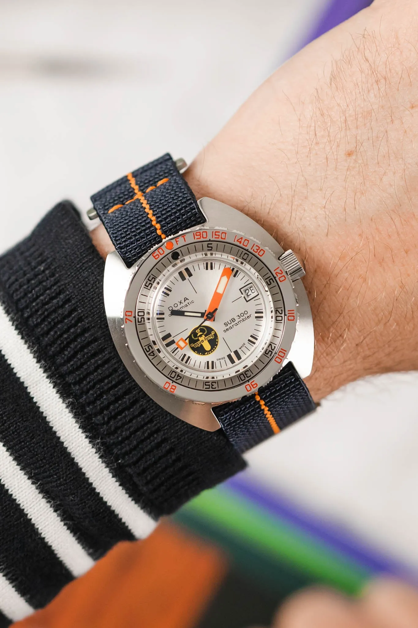 Erika's Originals TRIDENT MN™ Strap with ORANGE Centerline - BRUSHED Hardware