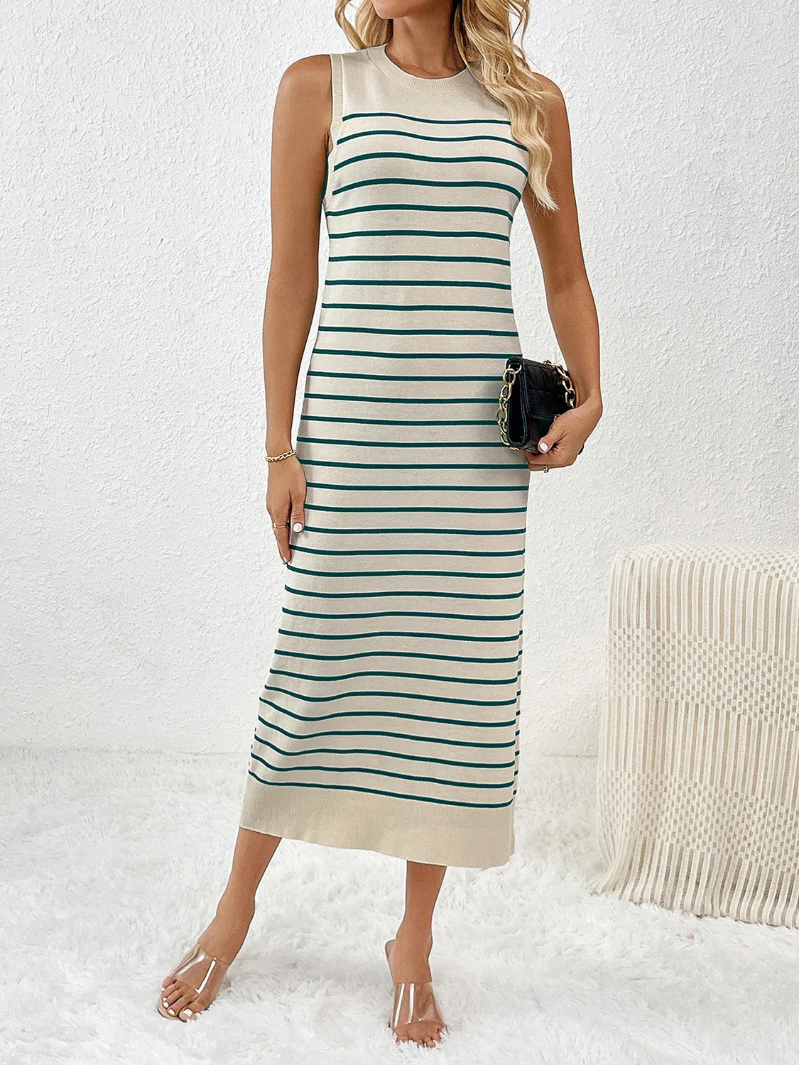 Esme Round Neck Sleeve Midi Knit Dress