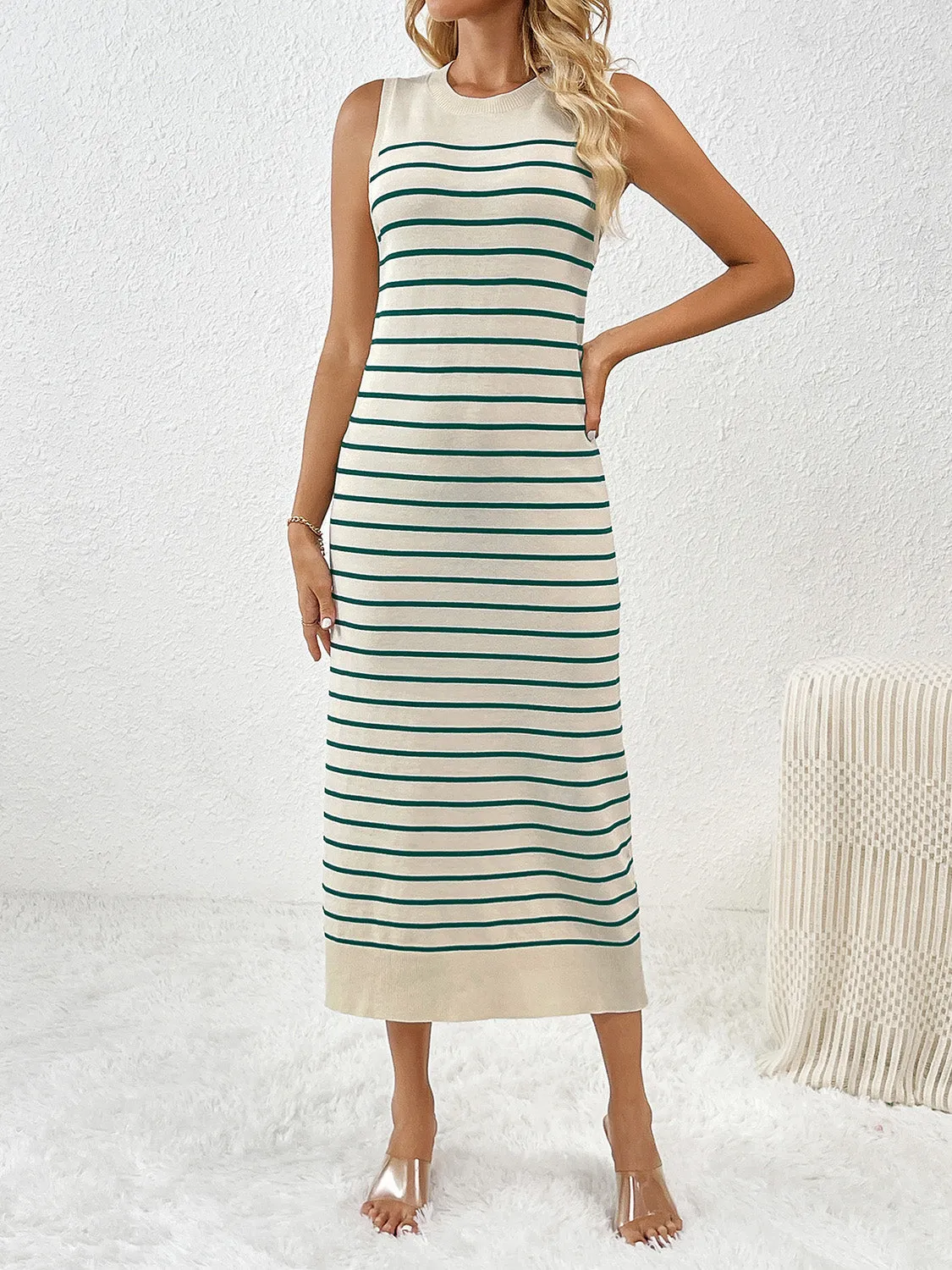 Esme Round Neck Sleeve Midi Knit Dress