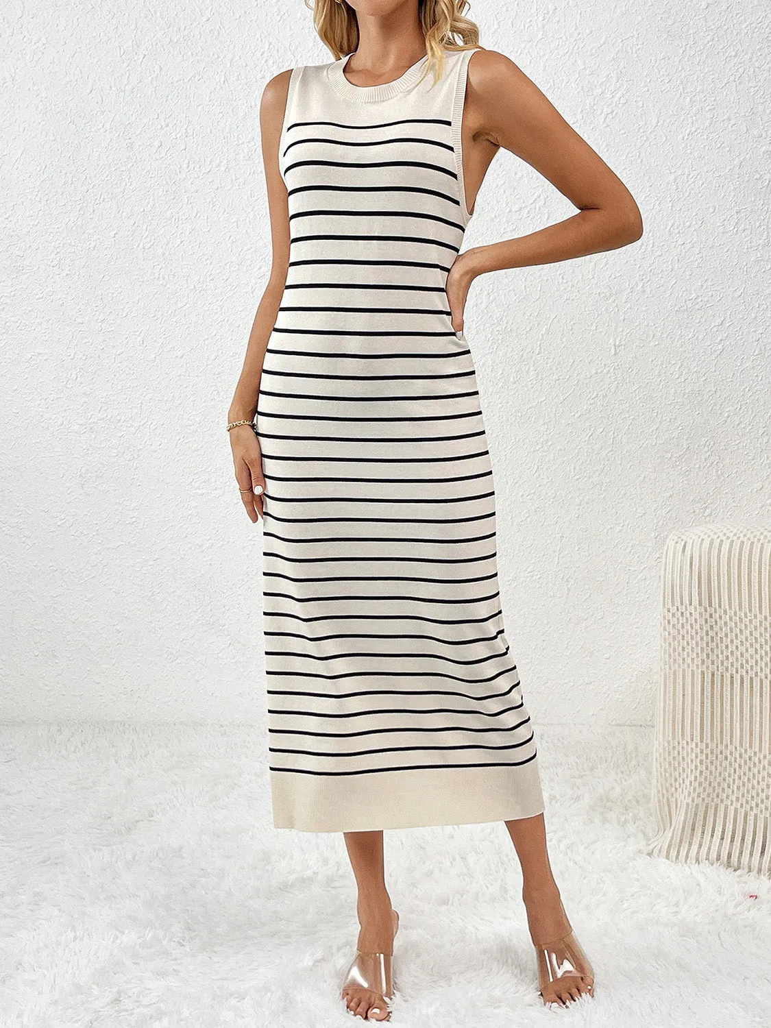 Esme Round Neck Sleeve Midi Knit Dress