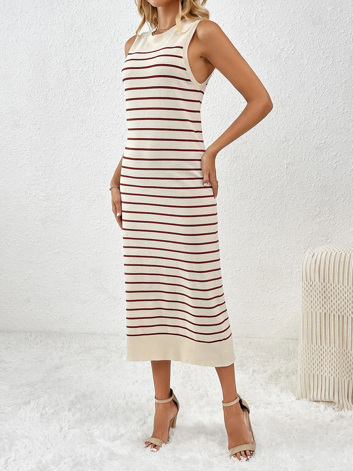 Esme Round Neck Sleeve Midi Knit Dress