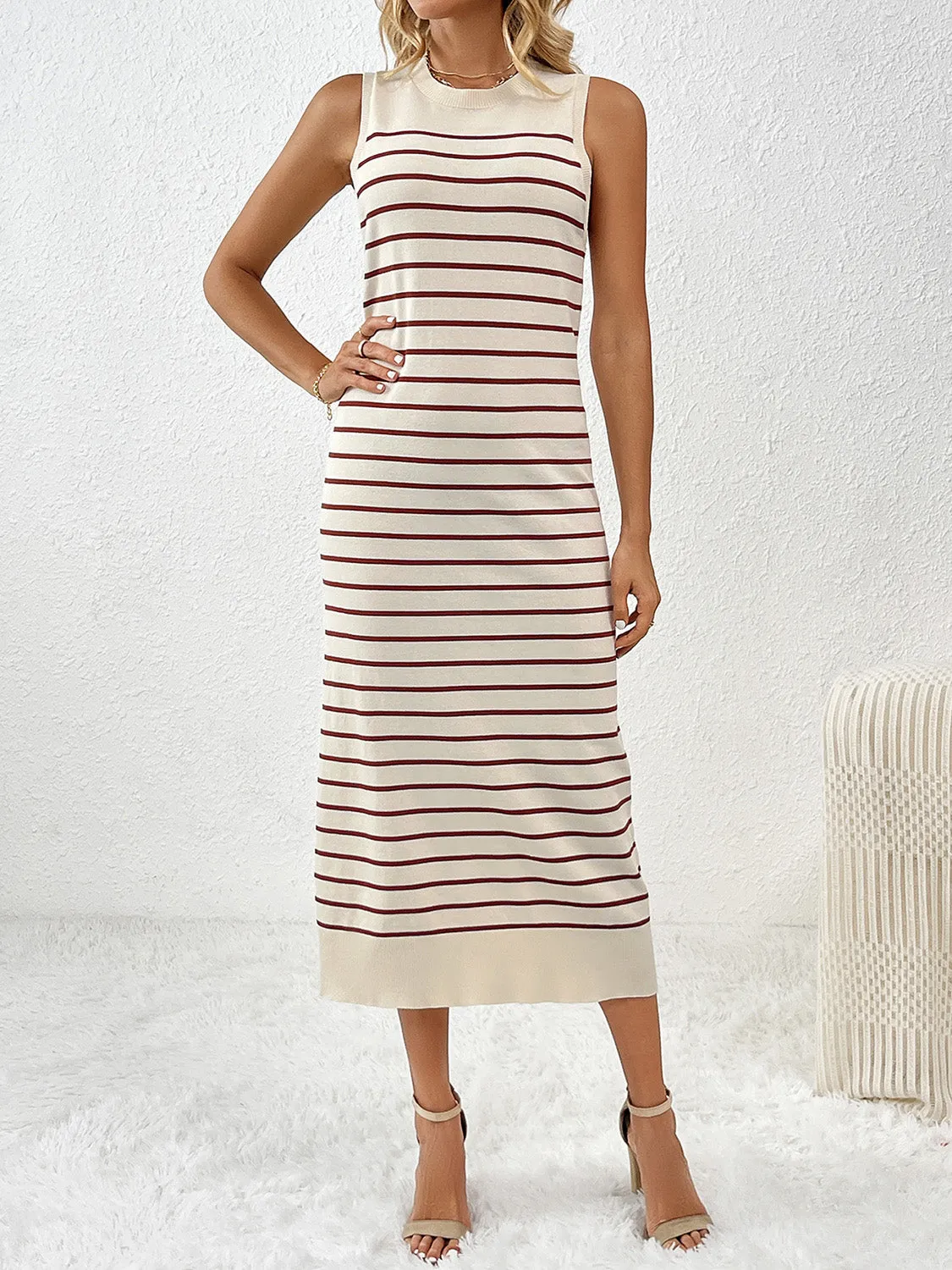 Esme Round Neck Sleeve Midi Knit Dress