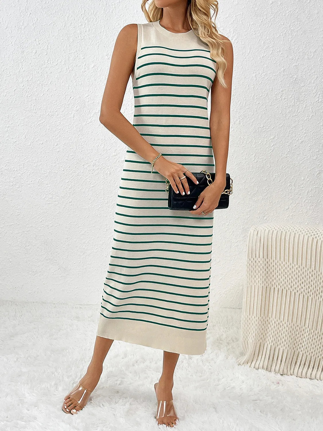Esme Round Neck Sleeve Midi Knit Dress