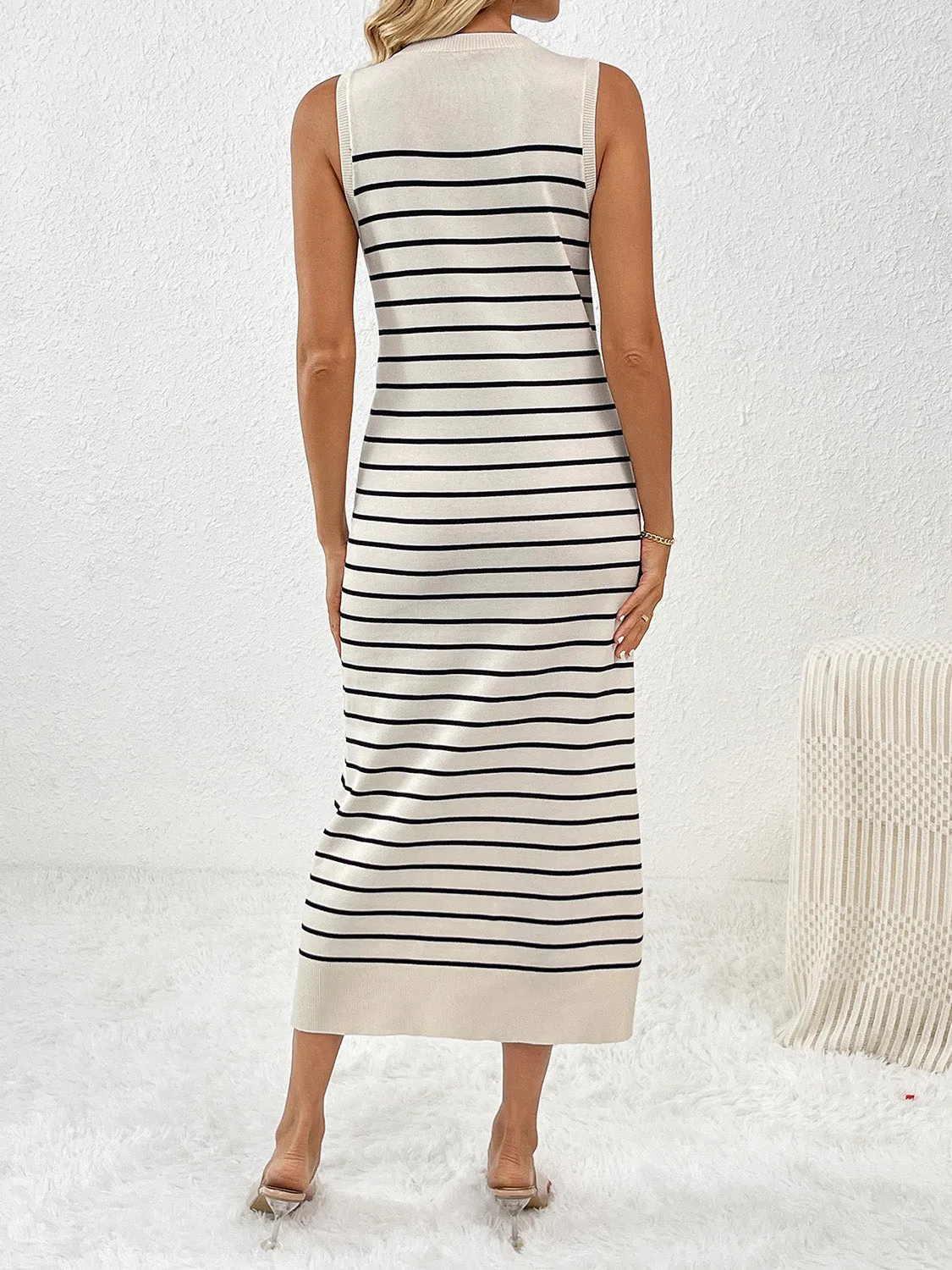 Esme Round Neck Sleeve Midi Knit Dress