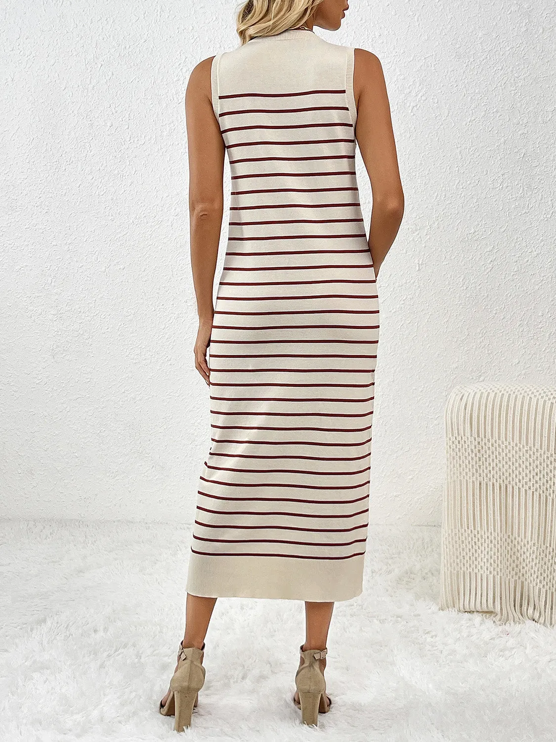 Esme Round Neck Sleeve Midi Knit Dress