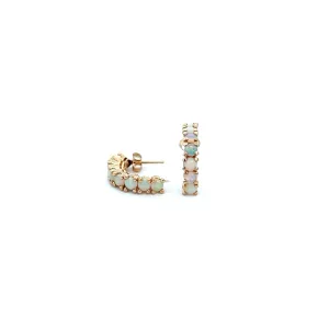 Estate 14KT Yellow Gold And White Opal Earring