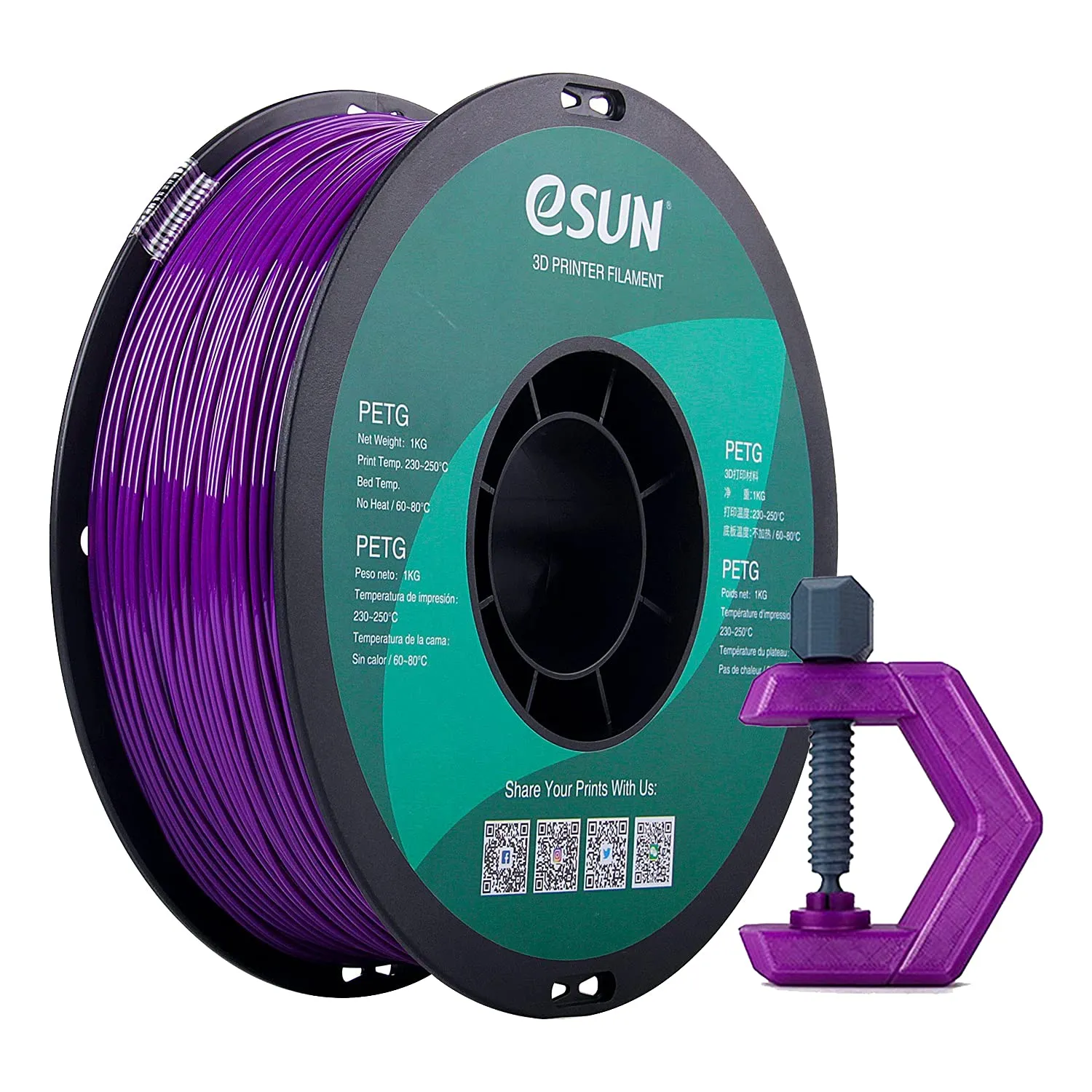 eSUN PETG Filament 1kg (2.2lb) Spool, 1.75mm