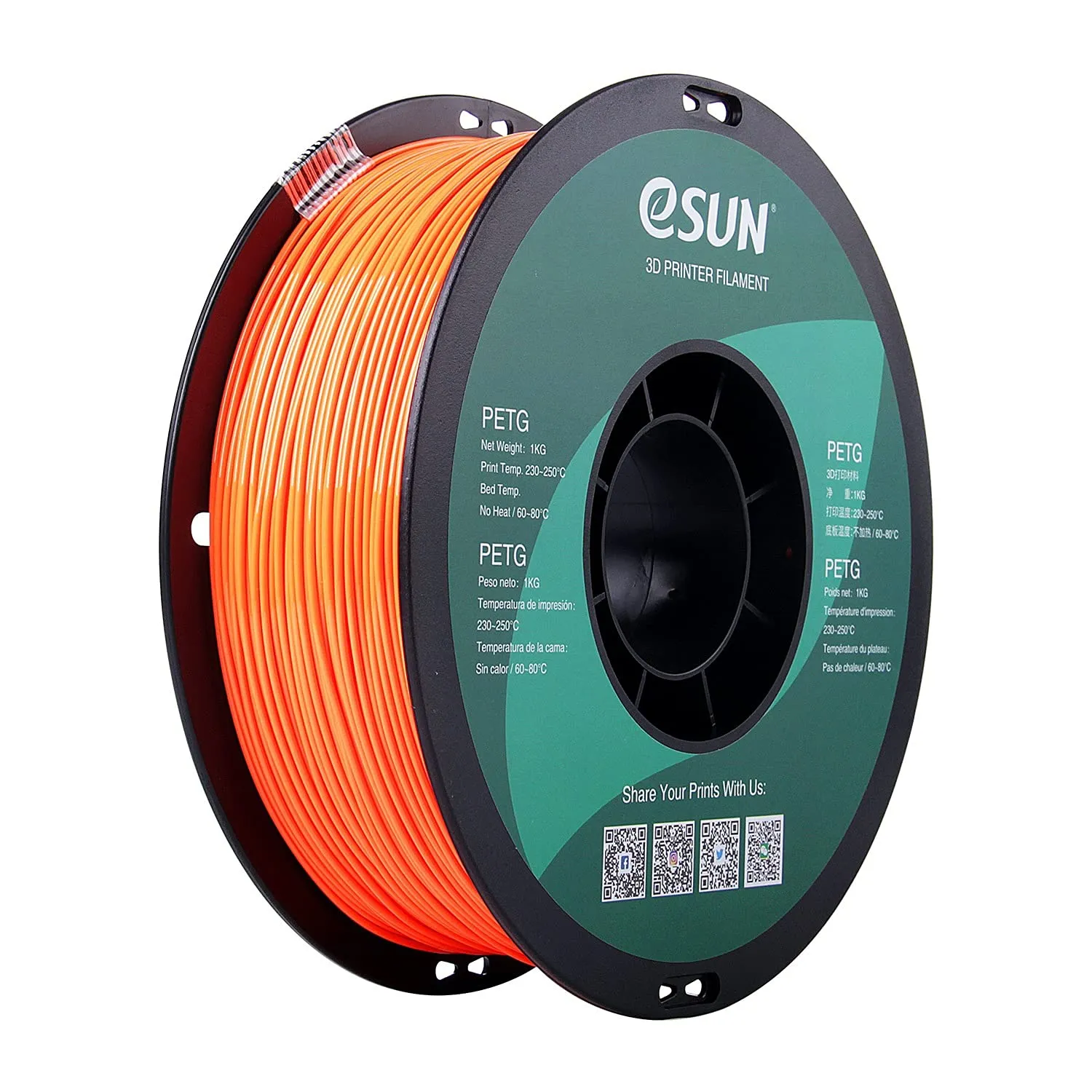 eSUN PETG Filament 1kg (2.2lb) Spool, 1.75mm