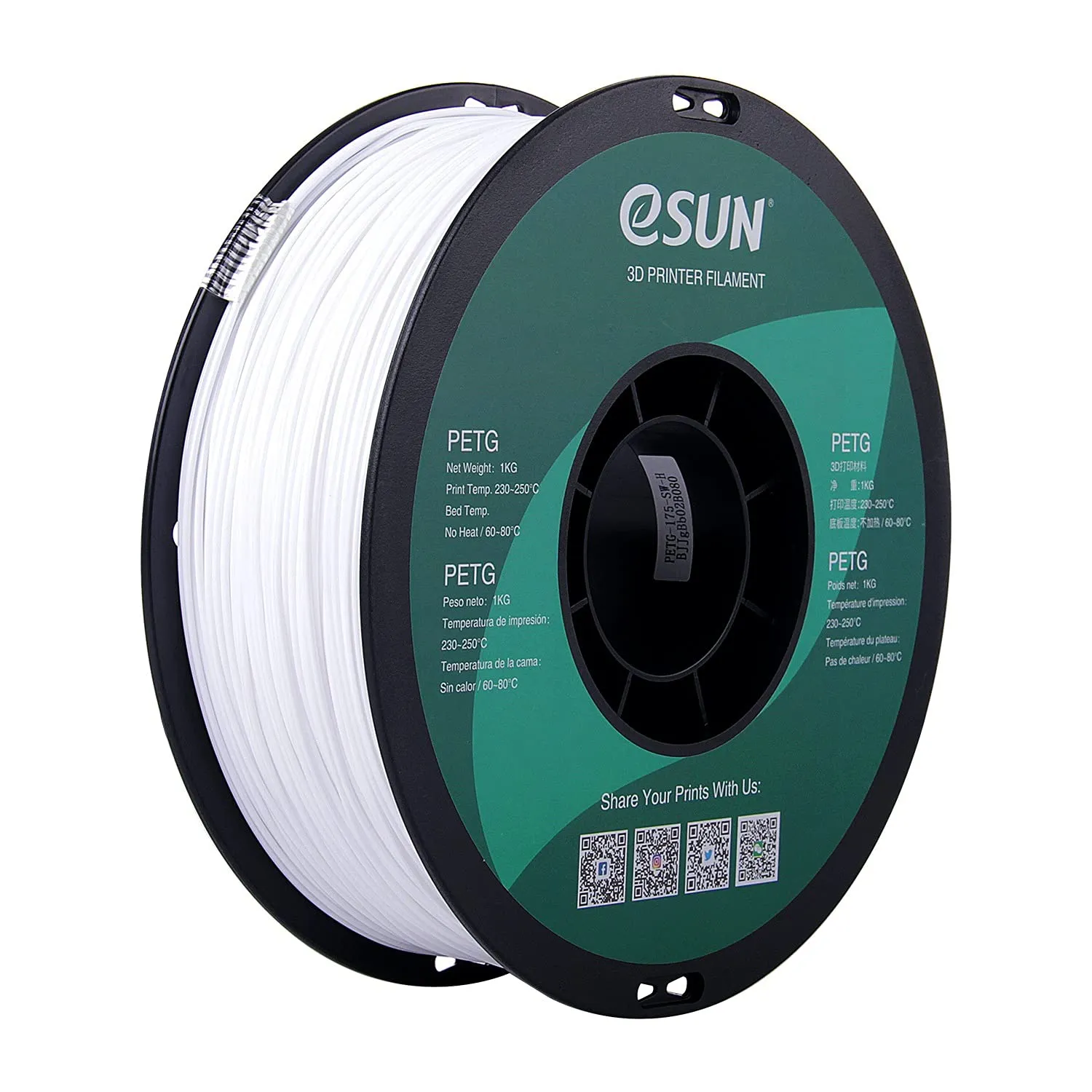 eSUN PETG Filament 1kg (2.2lb) Spool, 1.75mm