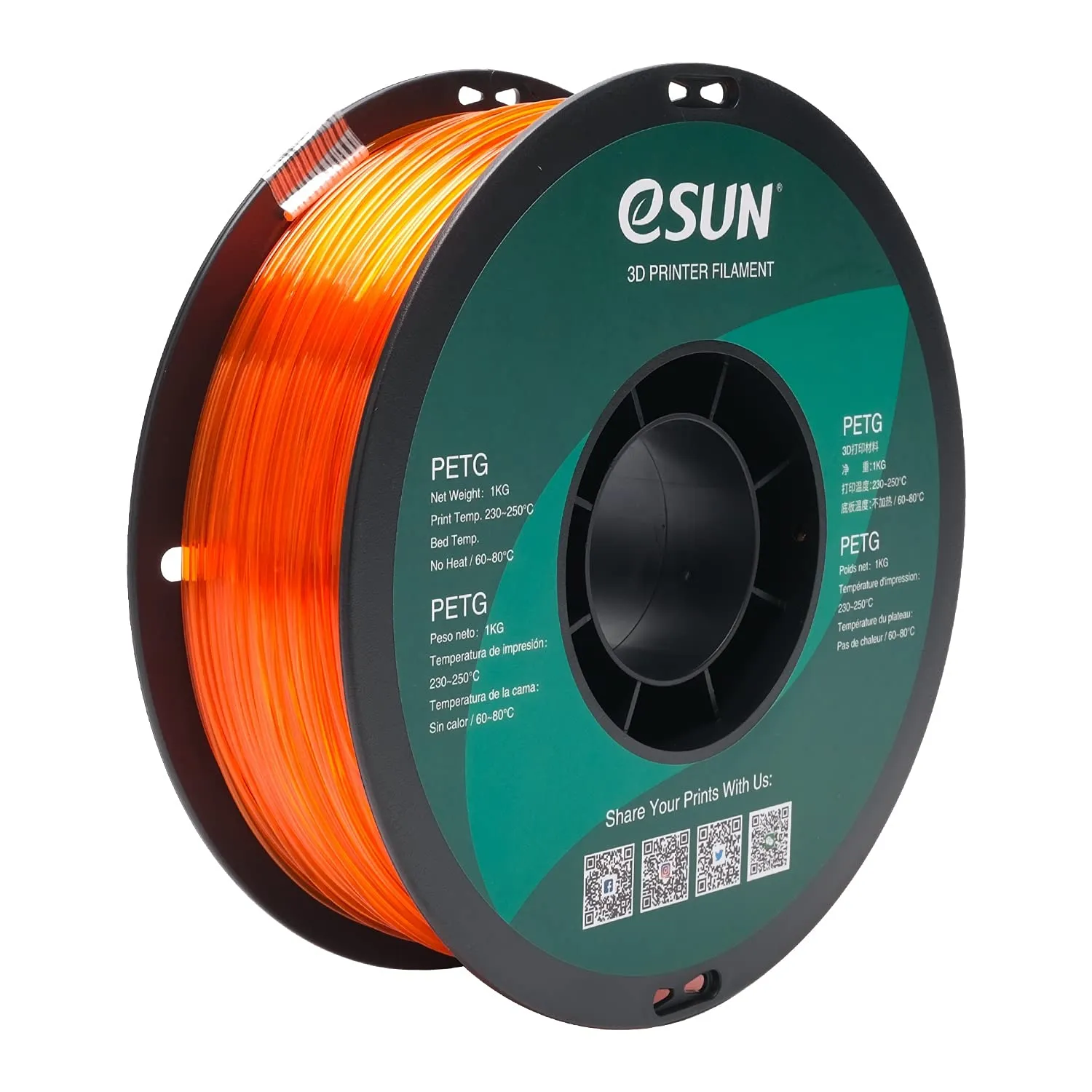 eSUN PETG Filament 1kg (2.2lb) Spool, 1.75mm