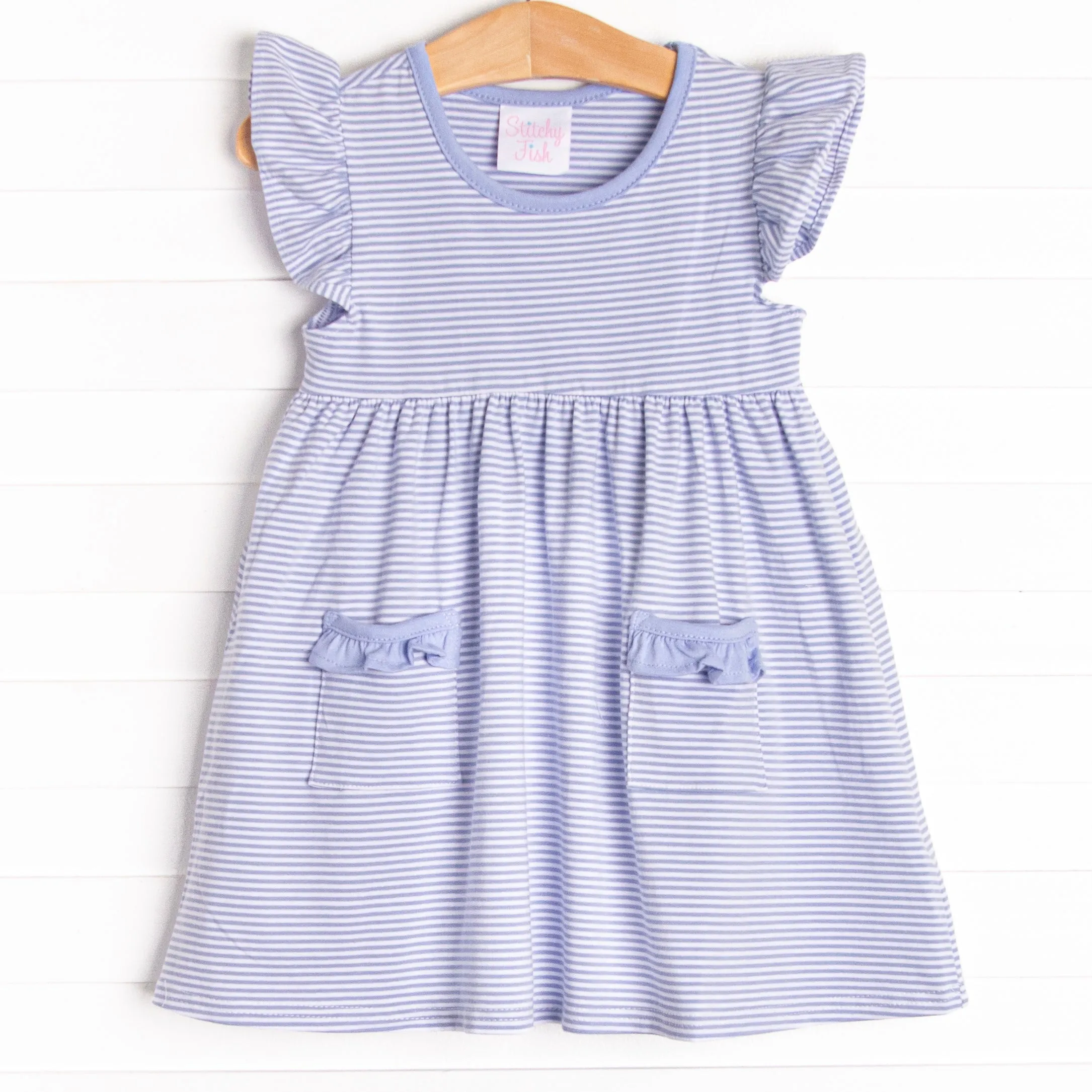 Everly Dress, Periwinkle Stripe