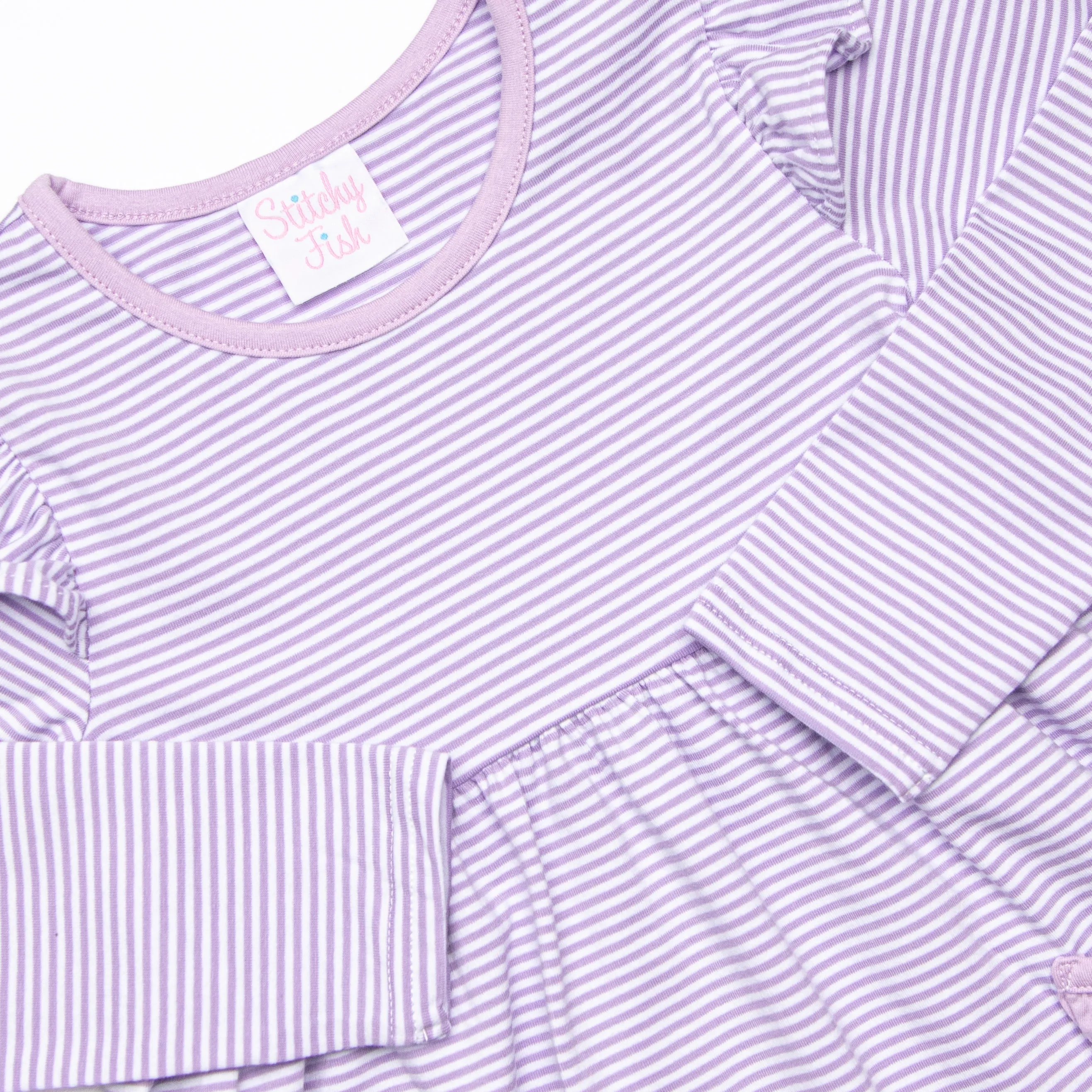 Everly Long Sleeve Dress, Lavender Stripe