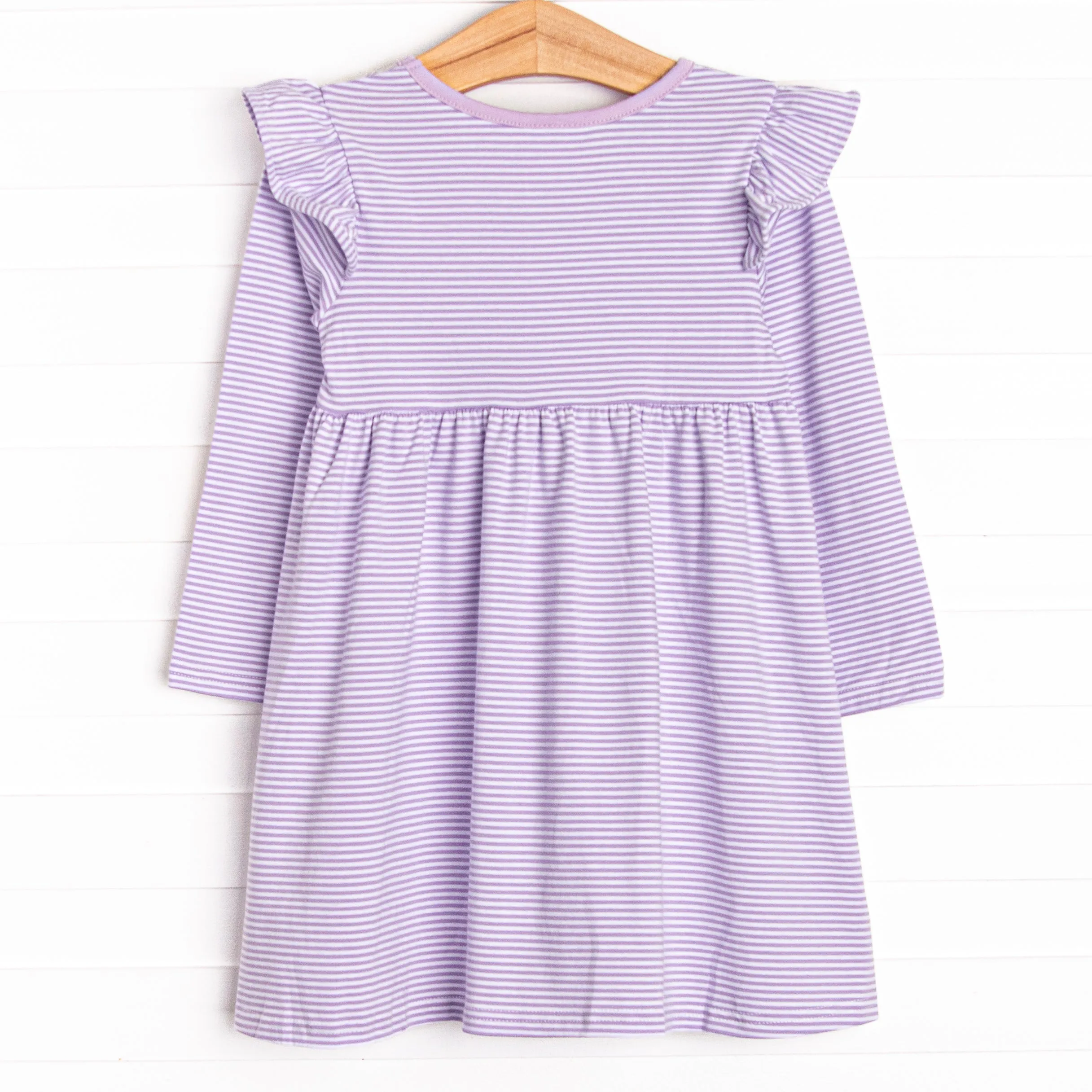 Everly Long Sleeve Dress, Lavender Stripe