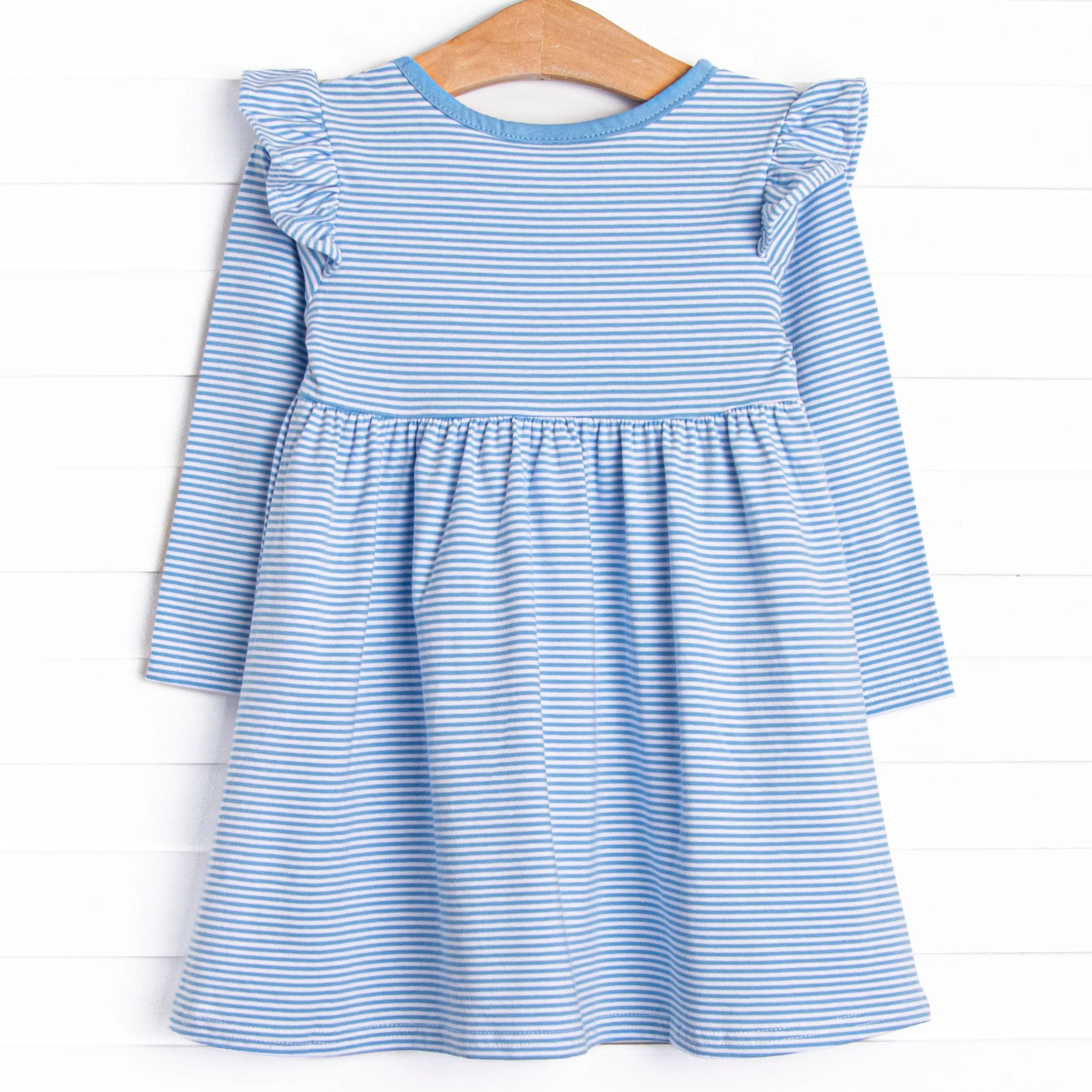 Everly Long Sleeve Dress, Medium Blue Stripe
