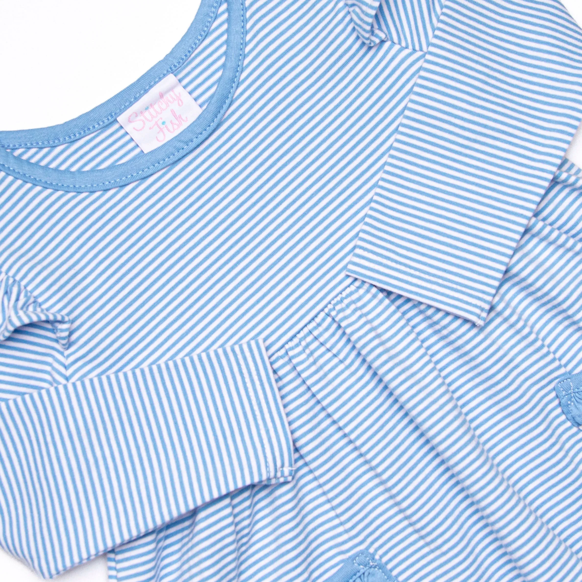 Everly Long Sleeve Dress, Medium Blue Stripe